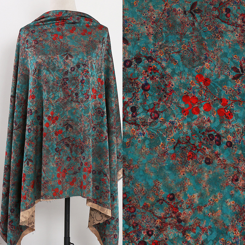 Sewing Textiles - 1m Floral Printed Fabric Imitation Xiangyun