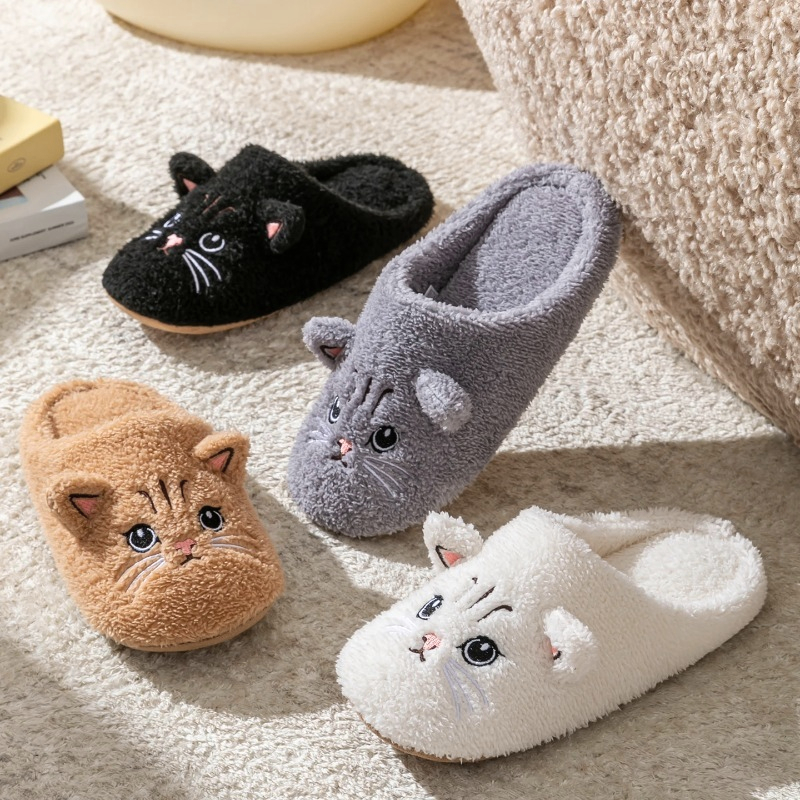 Sewing Cloth - Non-Slip Soft Plush Cat Slippers for