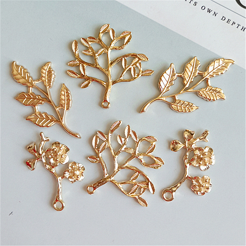 Button Hole Cutter - 10 Pcs/lot Alloy Leaf Branch Button