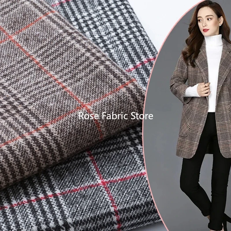 Sewing Jackets - 1 Meter Classic Woolen Houndstooth Check