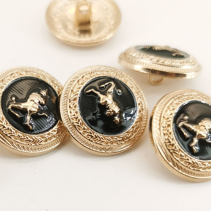 Button Hole Cutter - 10pcs Gold Round Alloy Horse Shaped
