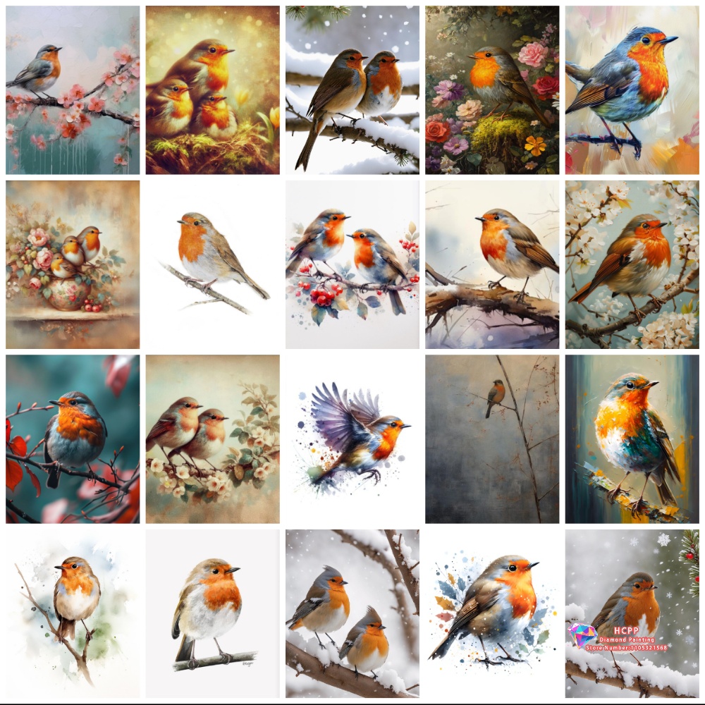 Sewing Art - unframe Robin Bird Cute Robin Cartoon