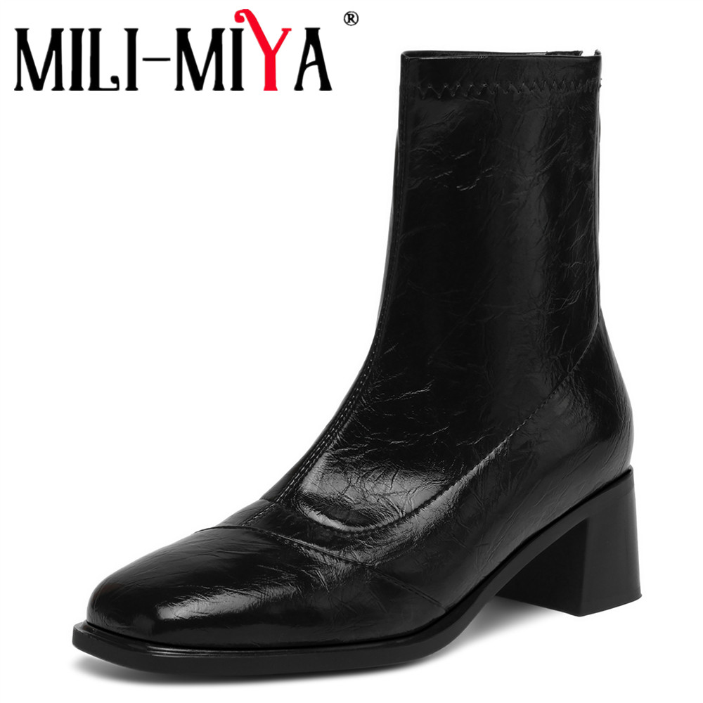 Sewing Zipper - MILI-MIYA Fashion Square Toe Women Microfiber