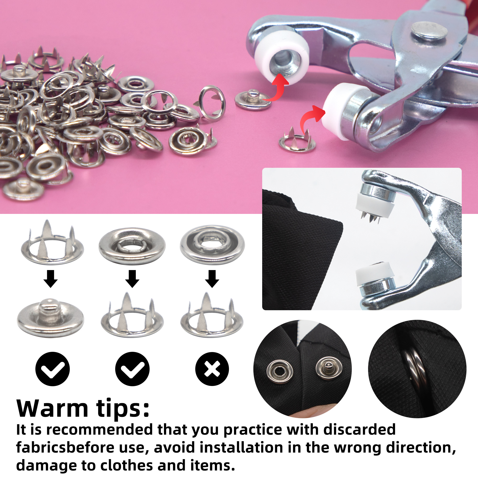 50 Sets Snap Fasteners Kit Too – обзор и цена Snap Button Plier