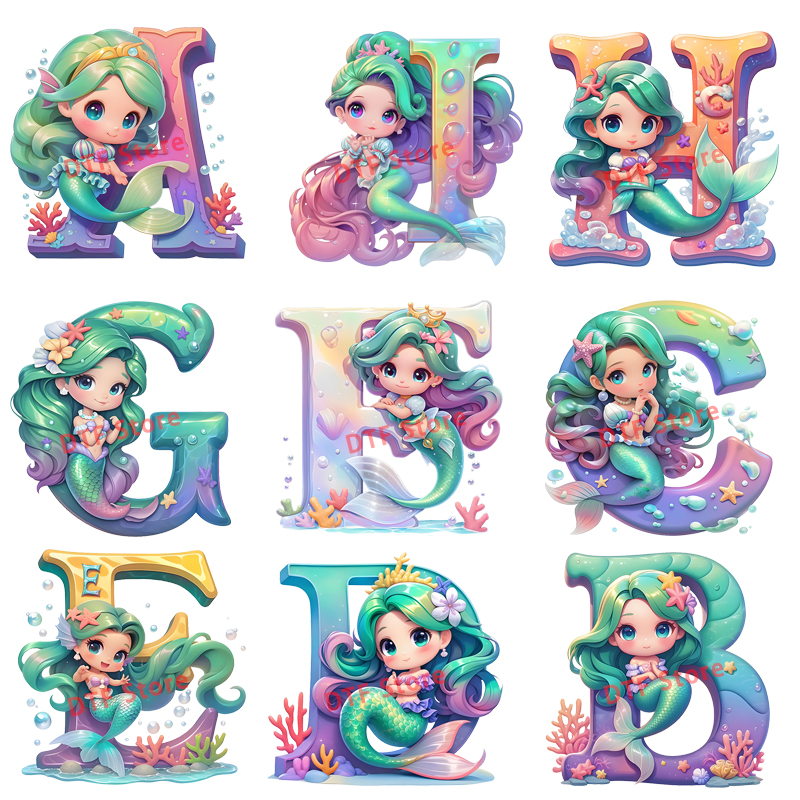 Cartoon Mermaid A-Z English Al – обзор и цена Iron On Patch