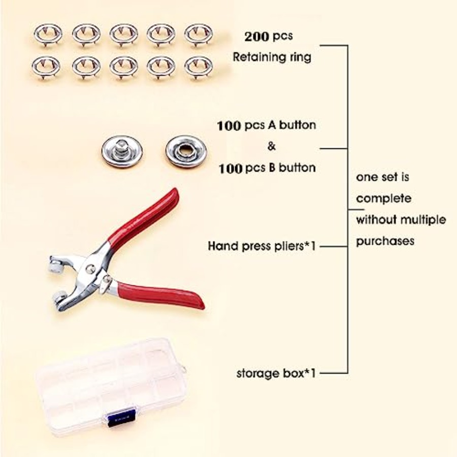 100 Sets Metal Snaps Buttons w – обзор и цена Snap Button Plier